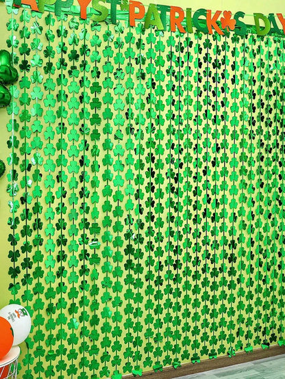 1Pc/2Pcs Clover Garland Backdrop Decorations, Suitable for St. Patrick'S Day Party Background Wall