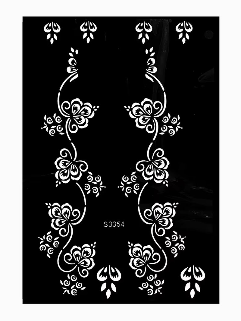 Reusable Henna Stencil for Hand Body Painting Flower Henna Tattoo Template for Women Wedding Festival Body Makeup Tattoo Tools
